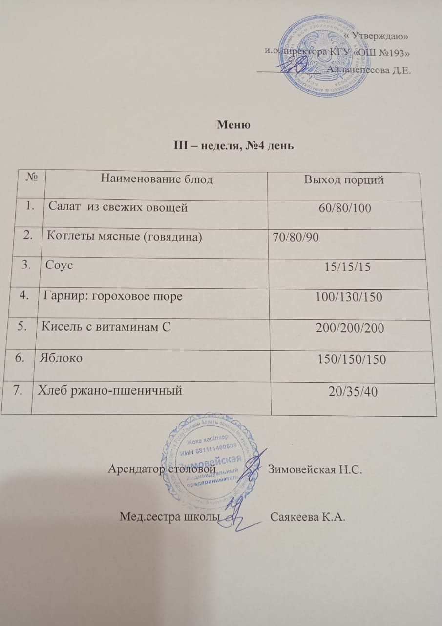 Ас мәзірі 3 апта 4 күн